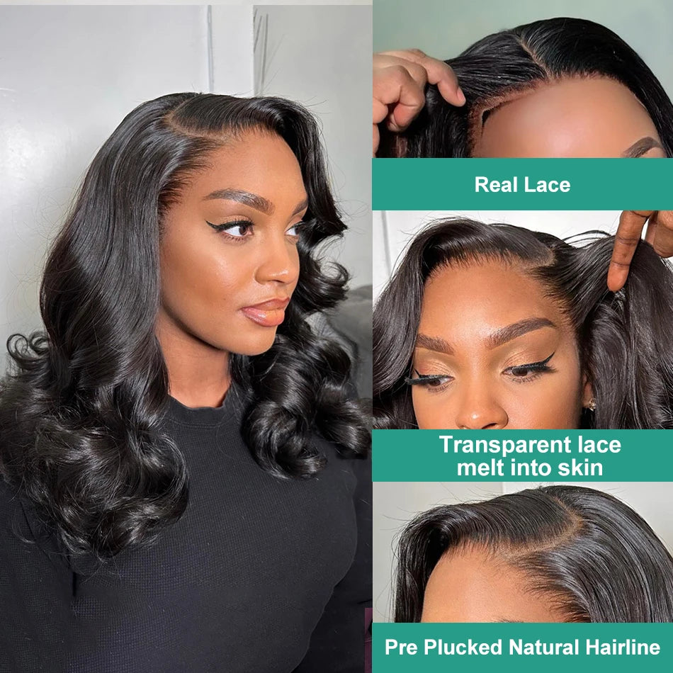 Transparent Short Bob Body Wave 13x6 13x4 Lace Frontal Wig Lace Front Human Hair Wigs 5x5 Closure Glueless Ready To Wear Wig