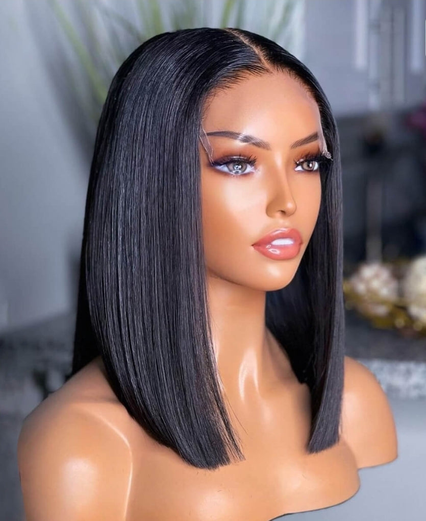 HD Lace Straight Bob Wig 180% Density, Virgin Human Hair, Pre-Everything