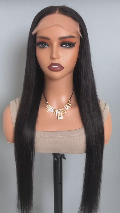 Glueless HD Lace Wig Pre-Bleached Knots, Pre-Cut, Straight, 180% Density Virgin Hair