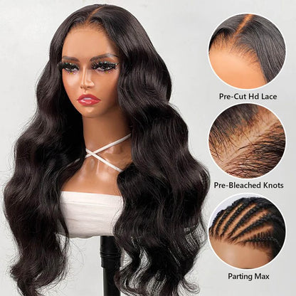 Glueless Loose Body Wave Wig | Pre-Bleached Knots, Swiss HD Lace, Pre-Cut, 180% Density